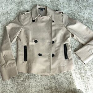 Ann Taylor Light Tan Double-Breasted Trench Coat